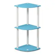 Furinno Turn-N-Tube Wood 3-Tier Corner Display Rack in Light Blue/White