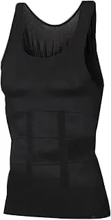 Men's Slim Compression Tank Top - Ultra Thin Tummy Control Shapewear Shirt Tight Gym Baselayer Vest - Workout