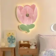 INS 3D Flower Decors Wall Clock Silent Luminous Wall Clock Restaurant