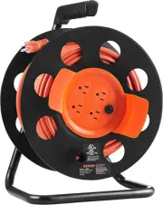 100FT Retractable Extension Cord Reel, with 4 Outlets and Dust Cover, Heavy Duty