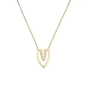 14K Italian Gold White Topaz V Pendant Necklace