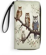 [BFGWK] Large Wallet Novelty Owls on A Branch Printing Long Wallet With Zipper Leather Wallet Suitable For Both Men And Women, style, 19.7x10.5cm