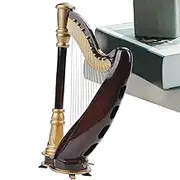 Miniature Harp Model | Small Instrument Desktop Ornament - Table Decor Figure for Kids Adults, 5.5 Inch Home Decoration Ornament