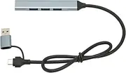Ultra Slim USB Extender, 4 in 1 USB A & C Hub, with 1 X USB3.0/3 X USB2.0 Ports, Aluminum USB Splitter for Desktop Computer PC Printer Keyboard, Up to 5Gbps Data Transfer Speed