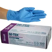 Ni-Tek Nitrile Powder Free Gloves Small Blue AS/NZ HACCP Grade 100 Box x10