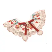 ANYWAGS Pet Collar White Printed Christmas Lace Silk Ribbon Scarf Dog Cats Holiday Accessories