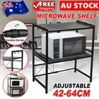 Microwave Shelf Adjustable Oven Kitchen Organiser Storage Rack Holder+Side Hooks