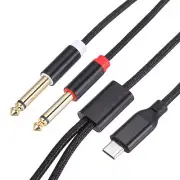 USB C to Dual 1/4" Stereo Splitter Y Cable, Type C to Dual 6.35mm, 6.6ft