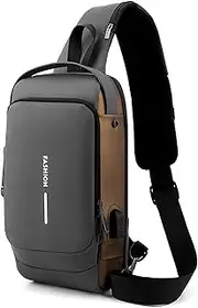 [Generic] Carbon Fiber Streamline Anti-theft Sling Bag, Usb Charging Sport Sling Anti-theft Shoulder Bag, Fashion Antitheft Slingbag, Waterproof Shoulder Backpack