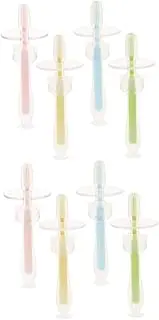 VICASKY 2sets 4pcs Silicone Toothbrushes with Suction Base Safe Oral Cleaning Brush for Year Old Lightweight Durable Soft Bristles 4pcs*2