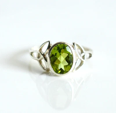 Peridot Handmade Ring 925 Sterling Silver Ring Green Oval Dainty Gift For Him