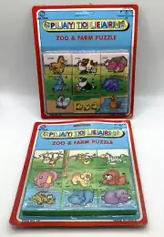 2 x Vintage Kid Toys Play To Learn Zoo & Farm Puzzle Bundle Sealed