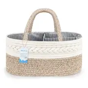 XXL Portable Baby Diaper Caddy Organizer, Cotton String Nursery Basket-Organizer