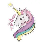 Believe Unicorn Star, Vinyl Decal Sticker, Indoor Outdoor, 3 Sizes, #8102