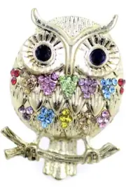 Owl Stretch Adjustable Gold Tone w/ Crystals Ring