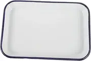PartyKindom Rectangular Enamel Baking Tray Heat Resistant Non Stick Roasting Pan for Kitchen Baking for Pizza Cakes and Vegetables Easy to Clean Wear Resistant Design