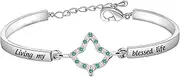 [CHOORO] Sorority Gifts Graduation Gift Living My Blessed Life Zircon Bracelet Paraphernalia Leaf Bracelet
