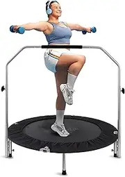 SereneLife 40" Mini Trampoline Rebounder, Portable and Foldable Fitness Trampoline, Suitable for Adults and Kids, Perfect for Indoor/Outdoor Workout