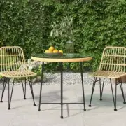 vidaXL Dining Table √ò80 cm¬†Tempered Glass and Steel
