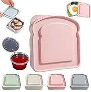 FeBohao Sandwich Container with Lid Plastic Snack Box Reusable Snack Packs Lunch Box Food Containers with Sauce Contain (Pink)