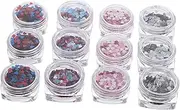 SHERCHPRY 12 Boxes Heart Shaped Nail Art Sequins Glitter Manicure Stickers for Nail Decoration for Makeup and Craft Projects for Parties and Holiday Events