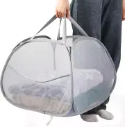 Collapsible 90L Foldable Laundry Basket, Durable Mesh Pop up Hamper, Grey