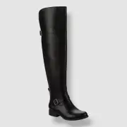 Sun + Stone Women's Black Anyaa Buckled Tall Boots Shoe Size 7.5M