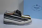 New sz 8 / 38.5 PRADA Satin Fabric Wing Tip Lace up Oxford Platform Shoes