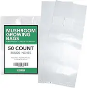 Mushroom Grow Bags (50 Pk) - Mushroom Spawn Bags - 6 Mil Thick, Autoclave Bags, with Breathable 0.2 Micron Filter - Grow Mushrooms Supplies, Mushroom Bags Kit