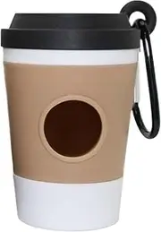 Dog Poop Bag Holder - Pet Waste Dispenser, Doggie Trash Carrier, Coffee Style Container | Handy Cleanup Bag Organizer Design, Portable Carabiner Clip Setup Outdoor Travel Cats Walking Solution