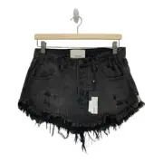 One Teaspoon Womens 4040 Denim Jean Cut Off Distressed Mini Skirt Size 26 NEW