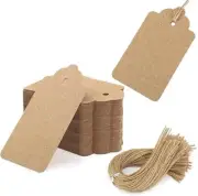t150PCS Kraft Paper Gift Tags with Strings，Brown Blank Tags Hanging Labels fo...