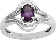 [MOONEYE] Shine Jewel 4-Prong Amethyst Split Shank Eye Shape Ring 925 Sterling Silver