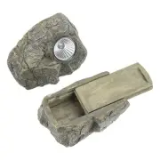 Fake Rock Hidden Key Box, Hide a Spare Key Outdoor Key Hider, Dark Grey