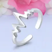 8mm Heartbeat Band 925 Sterling Silver Toe Ring Thin Adjustable Toe Ring