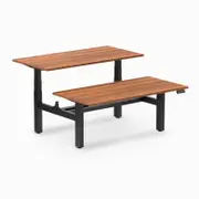Desky Back to Back Prime Oak Melamine Sit to Stand Office Desk 1500x750mm Matte Black Height Adjustable Leg