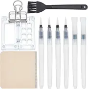 OLYCRAFT 11Pcs Mini Portable Watercolor Palette Set Acrylic Grid Paint Box Travel Paint Palette Kit Mini Travel Watercolor Set Pocket Watercolor Travel Set with Brush Sketchbooks for Painters Artists