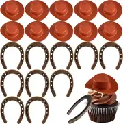 20PCS Western Cowboy Themed Party Supplies Plastic Mini Western Cowboy Hat and C