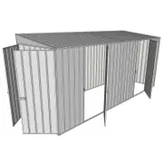 Build-a-Shed 1.5 x 4.5 x 2m Dual Single Hinged Side Door Skillion Shed - Zinc