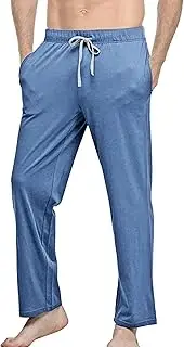[Generic] Men's Loose Fit Cotton Drawstring Yoga Pants Straight Leg Solid Casual Trousers Casual Baggy Outdoor Sweatpants, Blue, Small