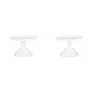 2x Ecology Glass Torte Cake Stand Dessert Display Holder Server 19x13cm White