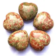 5pcs Natural unakite hearts quartz crystal carved heart polished gem healing