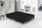 King Single Ensemble Bed Base Midnight Black Linen Fabric Palermo