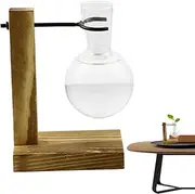Water Propagation Station | Propagating Station with Wooden Stand Propagate Plant Holder,Flower Rack Hydroponic Container Vase Jars for Women, Mom, Home