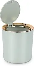 Senbaler Small Trash Can Wastebasket with Lid Round 2.6L Mini Desk Top Bin for Vanity Bathroom Bedroom Kitchen Office,ABS