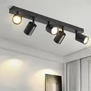 Lichtmaler Black Adjustable Ceiling Spotlight – 5 GU10 Ceiling Spotlights – Indoor LED Ceiling Light – Ramp Spotlight Ceiling Lamp Living Room Kitchen Hallway Without Bulbs