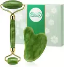 **Gua Sha & Jade Roller Set Natural Green Face Massager for Puffiness Skin Tight