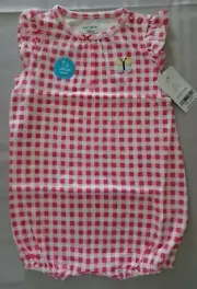 Carter's Baby Girl One Piece Frog on Butt Checkered Romper/NWT/Size 18 Months