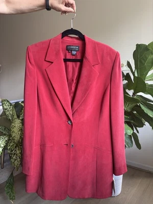 NWT Liz Claiborne Blazer Womens 12 Red Jacket 100% Silk Padded New