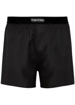 Tom Ford Stretch Silk Boxer Shorts in Black, Luxury Men's Loungewear, Soft Silk Fabric, Comfortable Fit - S S